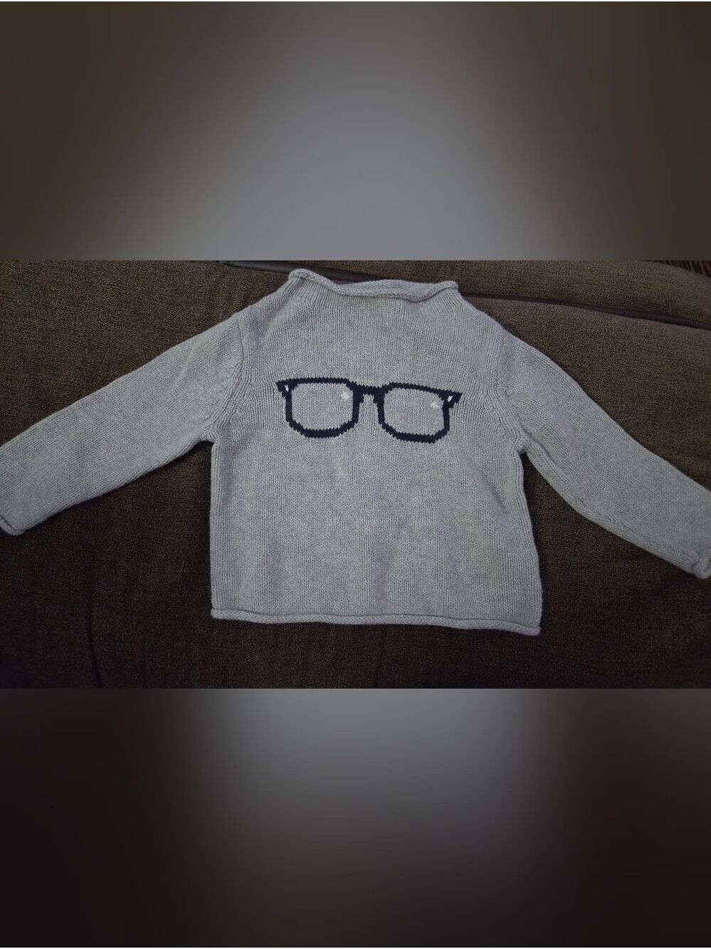 Baby Gap Gray Knit Glasses Sweater 12–18 Months